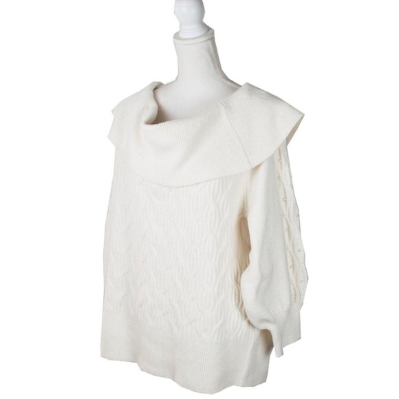 Crown & Ivy Marilyn Pearl White Off Shoulder Sweater 1X - Picture 3 of 14